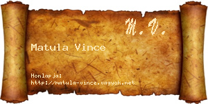 Matula Vince névjegykártya